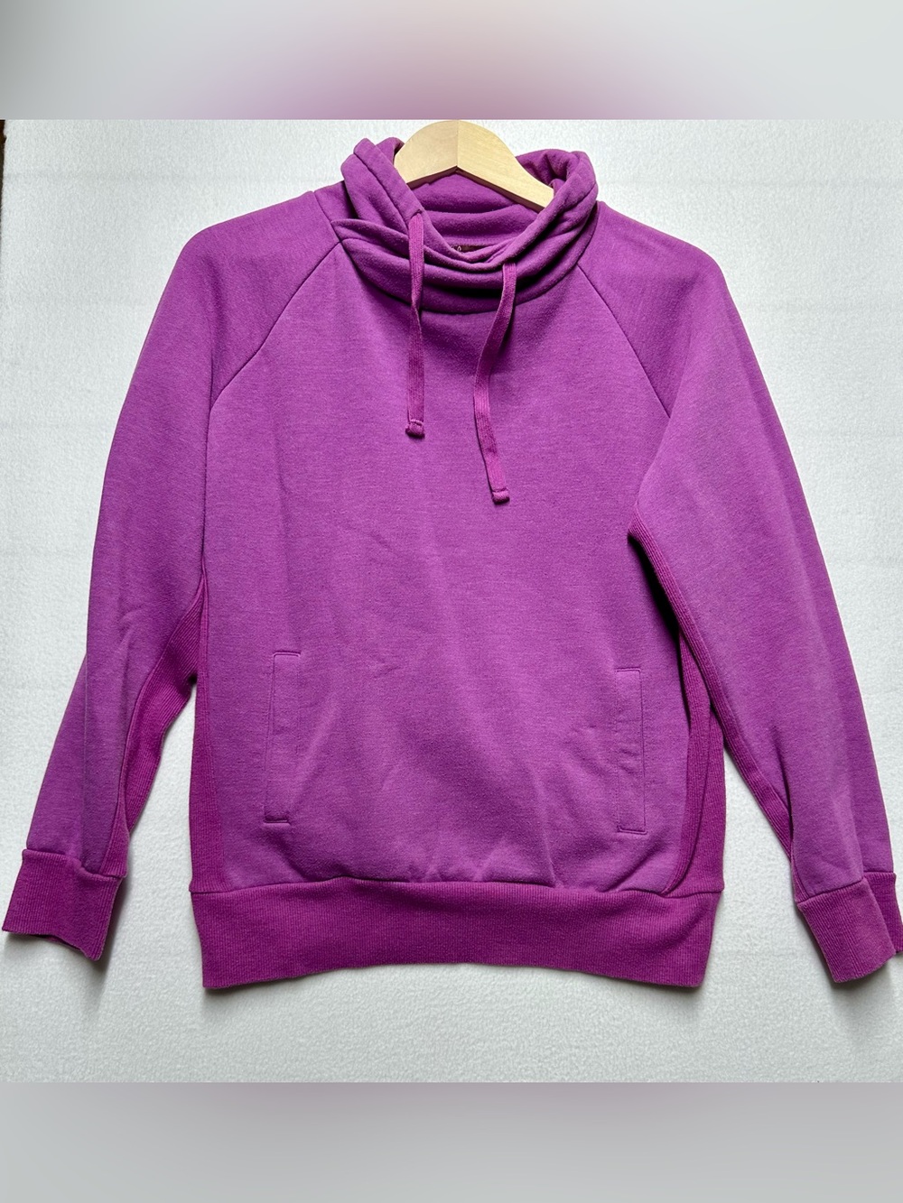 prAna Women’s Medium Purple Cowl Neck Fleece Pullover Sweatshirt